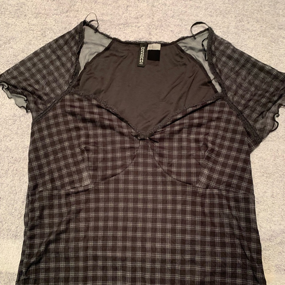 Divided by H&M Black plaid top